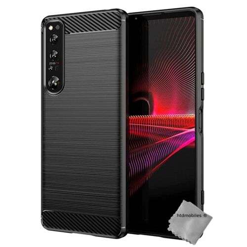 Housse etui coque silicone gel carbone pour Sony Xperia 1 IV + verre trempe - NOIR