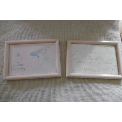 cadre photo tour bois rose 14x10cm avec lapin et landau lot de 2