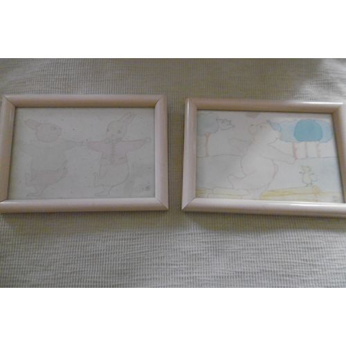 cadre photo tour bois rose 14x10cm avec photo lapin et ourson lot de 2