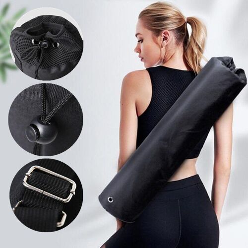 Tapis De Yoga Noir Portable, Sac De Transport À Une Épaule Pour Activité En Plein Air, Gymnastique, Fitness, Danse, Pilates