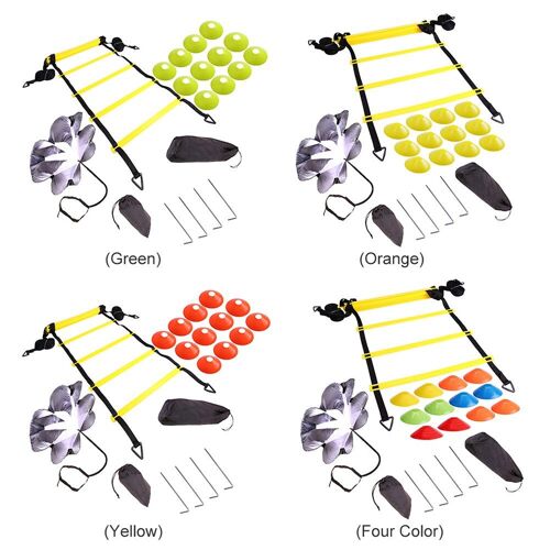 Échelle D'agilité Pour L'entraînement De Football,Réglable, Jeu De Pieds Et De Vitesse, Kit D'exercice Avec Parachute De Résistance,