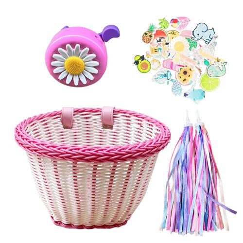 Panier De Vélo En Rotin Pour Enfants, Pour Scooter, Amovible, En Osier, Étanche, Fait À La Main, Accessoires De Cyclisme
