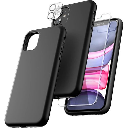 Coque Silicone Noir + Verre Trempe Et Protection Camera Arriere Pour Iphone 11 Little Boutik®