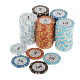Lot De 100 Jetons De Poker Avec Chiffres – 5 Couleurs, Valeurs 5/10/20/50/100 – Pour Soirées Casino, Comptage Scolaire, Jeux De Société, Accessoire De Fête