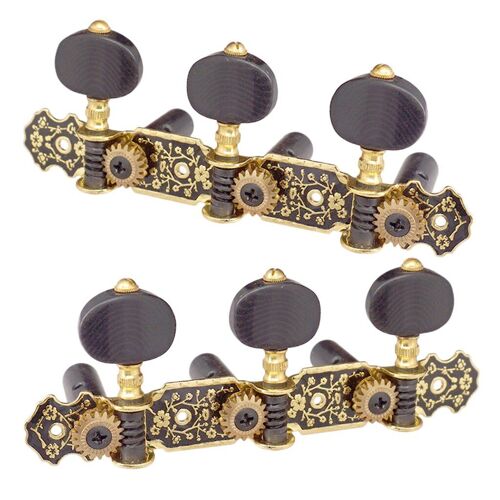 Cordes De Guitare Classique Or Et Noir Plaque, Chevilles De Réglage Clés Accordeurs Pièces Musicales 2 Pièces