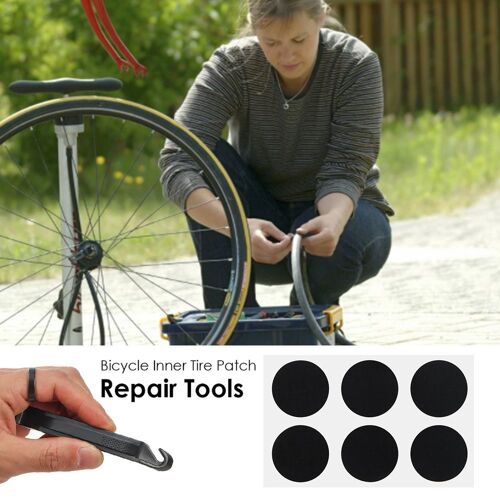 Réparation De Crevaison De Pneu Sans Colle, Kit De Patchs De Réparation De Pneu D'urgence De Vélo De Vtt, Outils Et Accessoires 6 Pièces