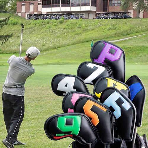 Couvre-Tête De Golf En Cuir Pu, Lot De 10 Pièces, Couvre-Tête De Club De Golf Numéro 4-9, Couvre-Tête Aspx, Équipement D'entraînement Sportif