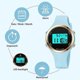 Montre Digitale Enfant Avec Chronomètre, Eclairage, Alarme, Date, Montres Sport Pour Fille Garçon Avec Bracelet En Silicone