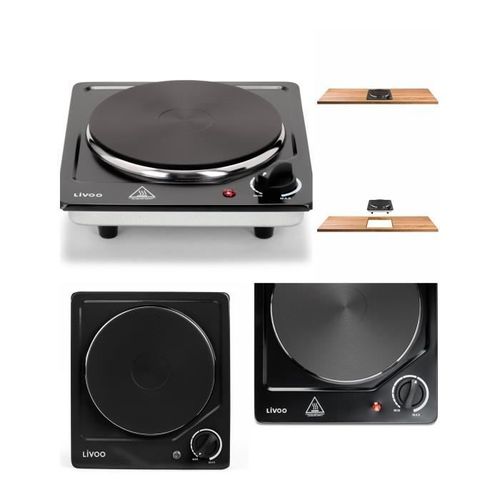 Plaque Chauffante Encastrable Électrique 1 Foyer 1500 W Protection surchauffe Noire Pieds antidérapants