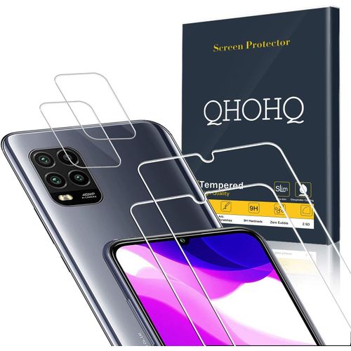2 Pièces Protection Écran Pour Xiaomi Mi 10 Lite 5g (Pas Pour Mi Note 10 Lite) Avec 2 Pièces Caméra Protection Écran, Verre Trempé Membrane [9h Dureté] - Hd - [Anti-Rayures][L1494]