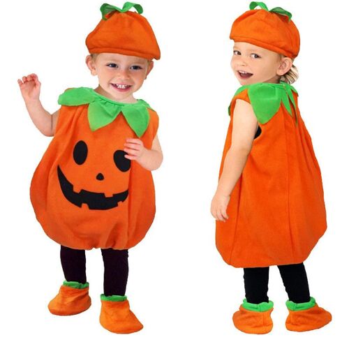 Déguisement Citrouille Bébé Costume Citrouille Enfant Halloween Cosplay Enfant Fille Garçon Carnaval 90 Cm