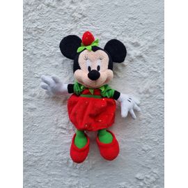 Peluche Doudou Minnie Mouse Robe Fraise Rouge Et Verte Disney Disneyland Paris
