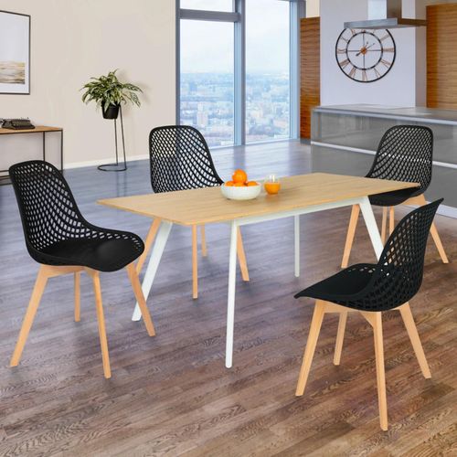 Lot De 4 Chaises Mandy Noires Pour Salle À Manger