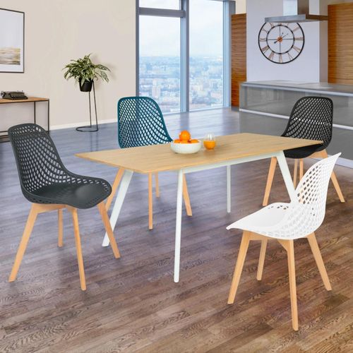 Lot De 4 Chaises Mandy Mix Color Blanc Gris Bleu Canard Et Noir