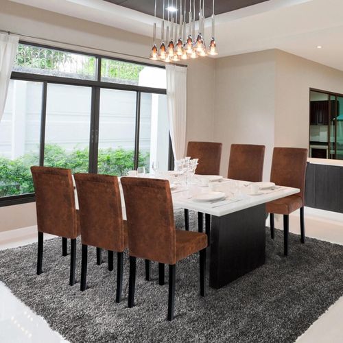 Lot De 6 Chaises Hannah Marron Vintage Pour Salle À Manger