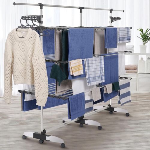 Séchoir à linge 50M SUPRA XXL gris/blanc 3 niveaux + barre télescopique