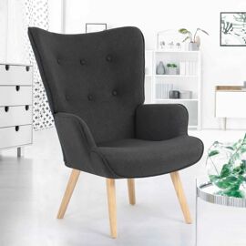Fauteuil scandinave IVAR en tissu gris anthracite