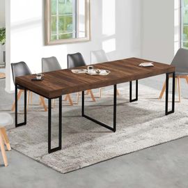 Idmarket Table Console Extensible Toronto 10 Personnes 235 Cm Bois Foncé Design Industriel