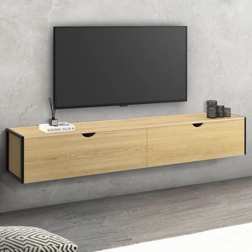 Meuble Tv 180 Cm Suspendu Detroit 2 Portes Design Industriel