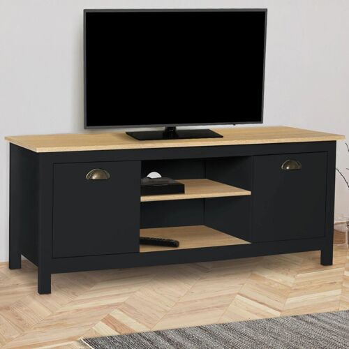 Meuble TV ISIS bois et noir