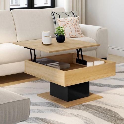 Idmarket Table Basse Plateau Relevable Eden Carrée Bois Et Noir