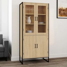 Idmarket Vitrine Buffet Haut H. 176 Cm Detroit 4 Portes Design Industriel
