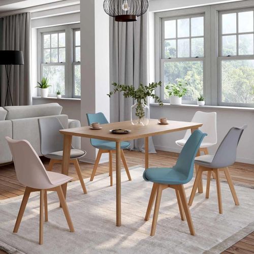 Lot De 6 Chaises Sara Mix Color Rose Blanc Gris Clair X2 Bleu X2