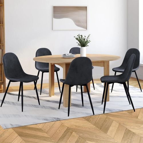 Lot De 6 Chaises Dali En Velours Gris Foncé Pour Salle À Manger