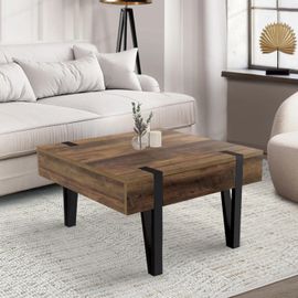 Table Basse Carrée Austria 1 Tiroir Bois Pied Épingle