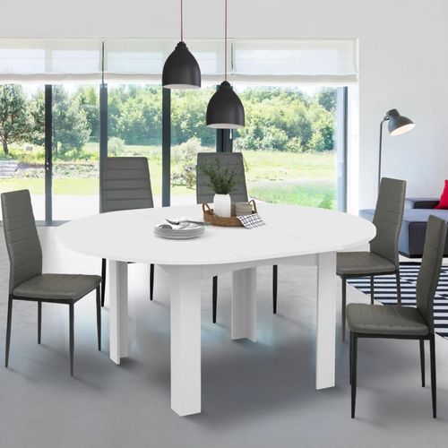 Table À Manger Blanche Extensible Ronde Pour 4-8 Personnes