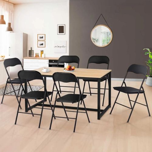 Lot De 6 Chaises Pliantes Kity Noires En Pu