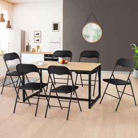 Lot de 6 chaises pliantes kity noires en pu