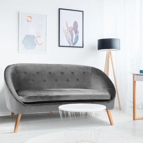 Canapé Banquette En Velours Sonia Gris