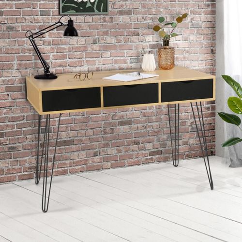 Bureau 3 Tiroirs Vintage Noemi Bois Pied Epingle