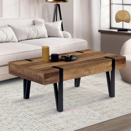 Table Basse 1 Tiroir Austria Bois Pied Épingle