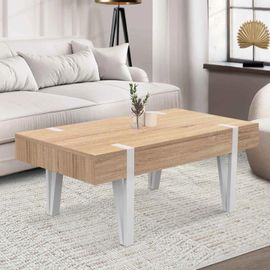 Idmarket Table Basse 1 Tiroir Austria Bois Pied Épingle Blanc