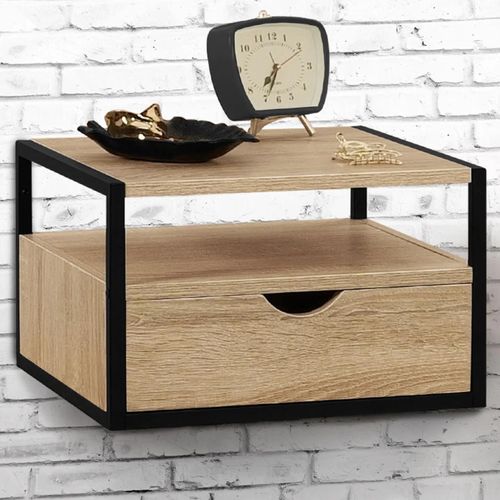 Lot De 2 Tables De Chevet Murales Detroit 1 Tiroir + 1 Tablette Suspendus Design Industriel