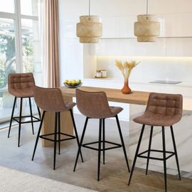 Lot De 4 Tabourets De Bar Mady Marron Vintage