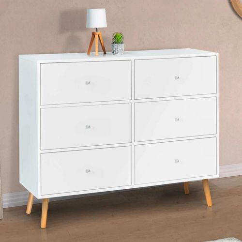 Commode 6 Tiroirs Emmie Scandinave Bois Blanc