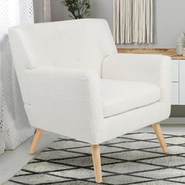 Fauteuil Scandinave Liv En Tissu Bouclette Blanc