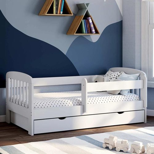 Idmarket Lit Enfant 80 X 160 Cm Lilia 1 Tiroir De Rangement Avec Sommier Et Barrières