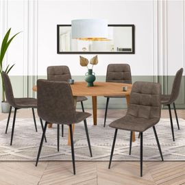 Lot De 6 Chaises Mila En Pu Marron Vintage Pour Salle À Manger
