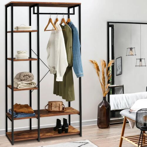 Dressing penderie étagère DAYTON effet vieilli design industriel