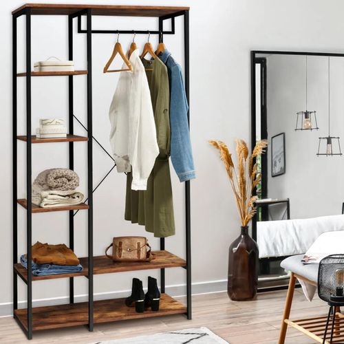 Dressing Penderie Étagère Dayton Effet Vieilli Design Industriel