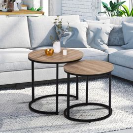 Lot De 2 Tables Basses Gigognes Detroit Rondes 40/45 Design Industriel