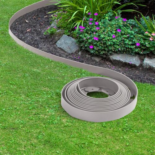 Bordurette De Jardin Flexible 10 M Grise Hauteur 5 Cm 30 Piquets