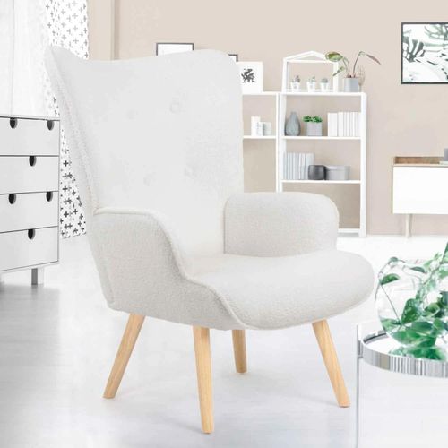 Fauteuil Scandinave Ivar En Tissu Bouclette Blanc