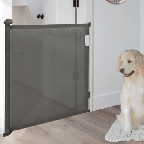 Barrière extensible pour chien et animaux domestiques 130cm grise