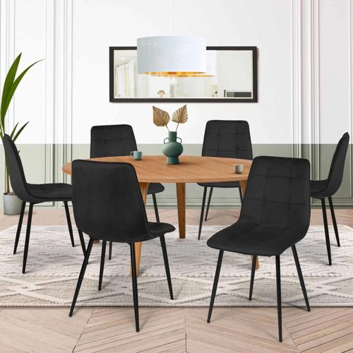 Lot De 6 Chaises Mila En Velours Noir Pour Salle À Manger