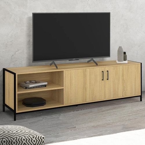Idmarket Meuble Tv 160 Cm Detroit 2 Portes Design Industriel